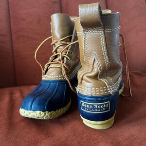 L.L. Bean Two-Tone Duck Boots in Navy and Brown
